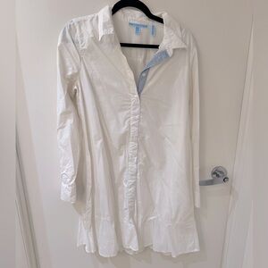 Draper James white cotton shirtdress with little ruffle size 10
